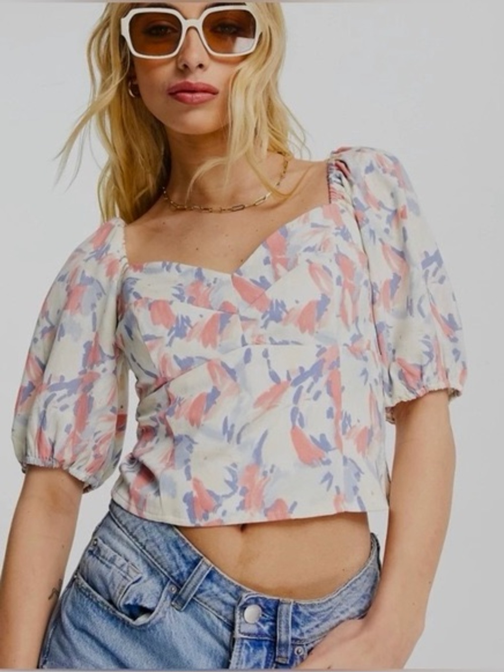 Abercrombie & Fitch Floral Puff Sleeve Women's Top Small